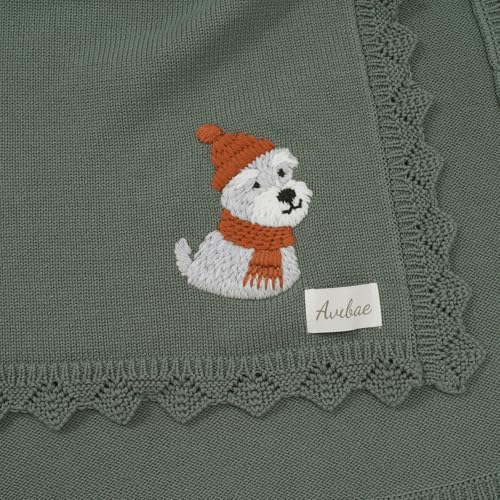 Avibae Cotton Knit Baby Blanket, Soft Cotton Newborn Receiving Swaddling | - Image 4