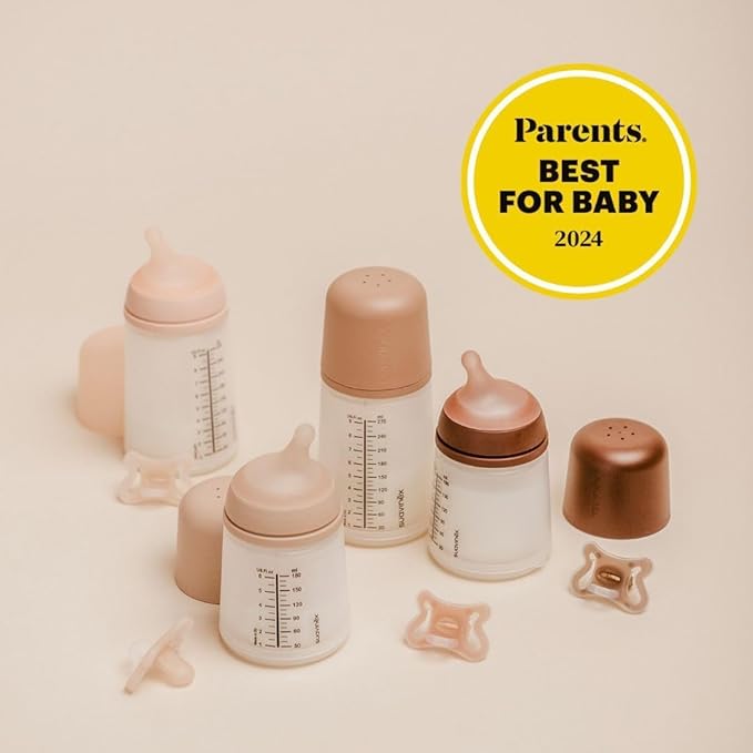Suavinex Zero Zero Anti Colic Baby Bottle, No 1 Spanish Baby Bottle Brand, Minimizes Bottle Rejection & Nipple Confusion, Perfect for Combo Feeding, 2pk, 9oz/270mL, Medium Tone, Medium Flow Nipple