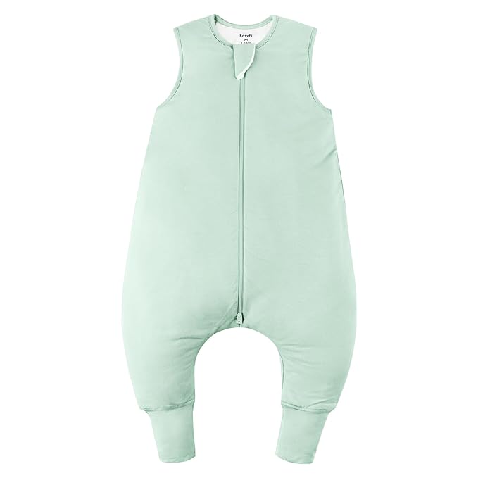 Rayon Made From Bamboo Sleep Sack 12-24 Months 0.5 Tog Ultra Soft Summer Toddler Sleep Sack 1t-2t with Feet 2-Way Zipper Lightweight Baby Sleeping Bag with Legs Thin Baby Wearable Blanket-Green