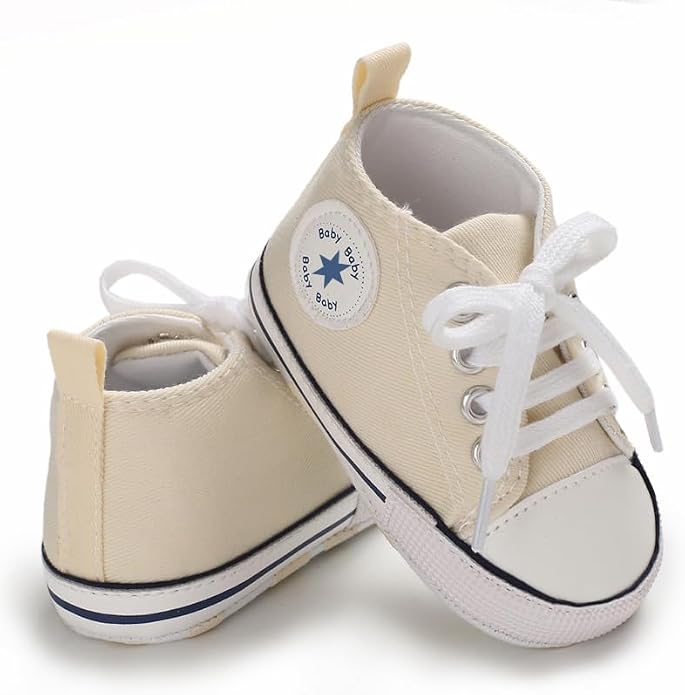 Unisex Baby Girls Boys Canvas High-top Shoes, Newborn Infant Anti-Slip Soft - Image 4