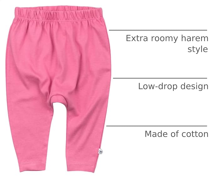 HonestBaby Unisex-Baby Multipack Harem Pants Roomy Fit Pull on Bottoms 100% - Image 2
