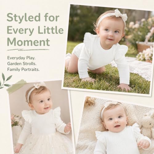 Baby Girl Knit Ruffle Outfit Clothes Ribbed 100% Organic Cotton Solid Color - Image 6