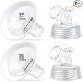 2 Packs 15mm Flange Set, Updated Soft Rim Shield and Wide Mouth Base Connector Pump Parts for Spectra S2 Spectra S1 9 Plus Breastpumps Accessories, 106 Degree Wider Opening Angel