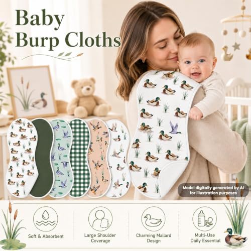 party greeting 6 Pcs Mallard Duck Baby Burp Cloths - Image 7