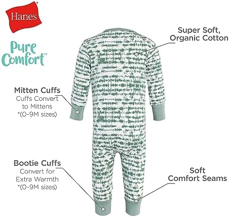 Hanes Baby Pure Comfort Organic Long Sleeve Footless Sleep N' Play, Infant - Image 6