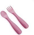 Talktools Bitsy Feeding Kid's Essentials Plate Set – Toddler Utensils, Spoon and Fork, Plate Lid, Perfect for Mealtime – Strong Suction Toddler Plates with 4 Compartments (Spoon/Fork-Bubblegum)