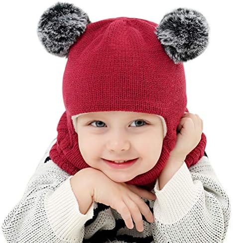 Baby Winter Hat Scarf Set, Unisex Infant Toddler Kids Hat Scarf by GZMM