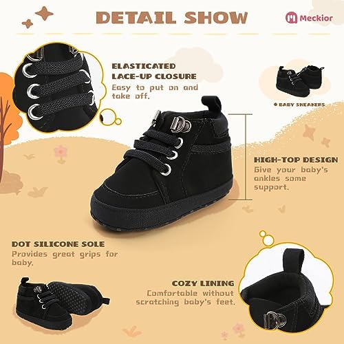 Meckior Toddler Baby Boys Girls High Tops Ankle Sneakers Soft Anti-Slip Sole PU - Image 4