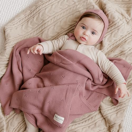 100% Luxury Organic Cotton Pointelle Knit Baby Quilt Blanket – Refined - Image 6