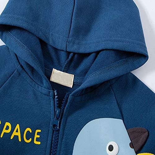 Baby Toddler Boys Dinosaur Hooded Zip Jacket Casual Outerwear Active Sweatshirt - Image 2