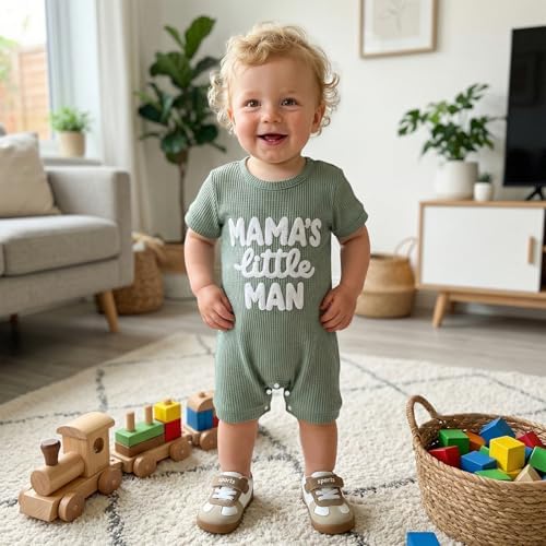 allshope Newborn Baby Boy Summer Outfit Romper Letter Embroidery Short Sleeve - Image 5