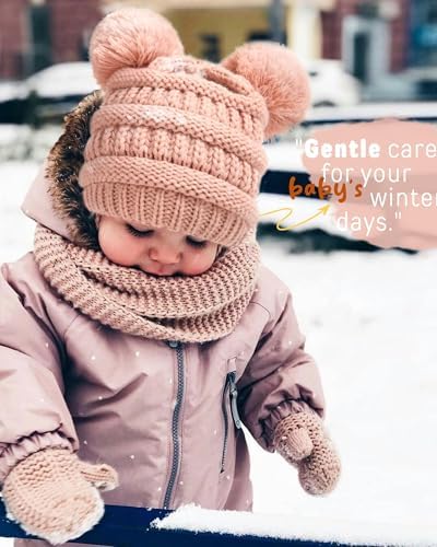 FURTALK Baby Winter Knitted Beanie Hat Soft Warm Pom Poms Toddler Skull Cap - Image 5