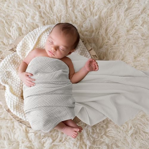 Bearmoss Muslin Swaddle Blankets, 40 x 38 inches Baby Swaddle - Image 4
