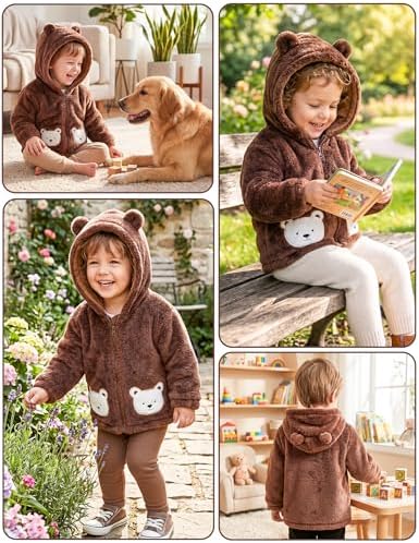 Unisex Baby Fleece Jacket Winter Sherpa Lined Hoodie - Image 2