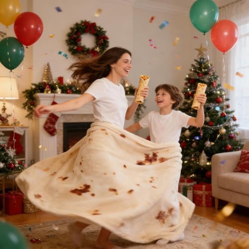 SeaRoomy 80 inches Burrito Tortilla Blanket, Funny Food Big Throw Blanket - Image 3
