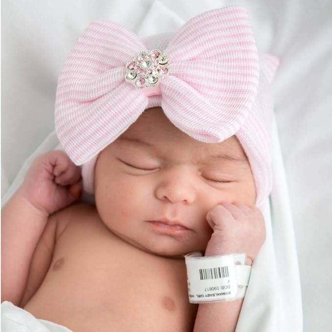 Newborn Baby Girl Hats with Bow No Scratch Cotton Toddler Infant Hat Beanie - Image 7