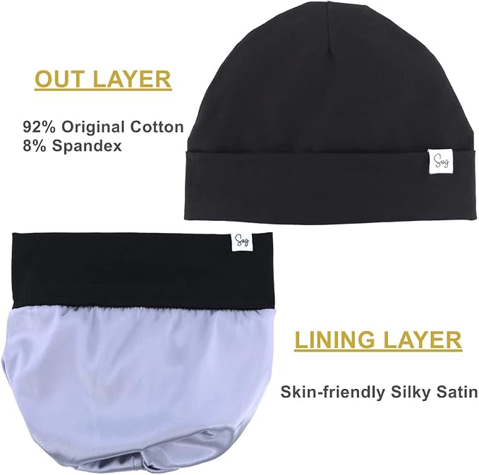 Jersey Beanie Hat for Newborn Baby Boys Girls Silky Satin Lined Hats Bonnet - Image 4