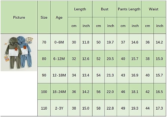 Infant Baby Boy Fall Winter Clothes Outfit Hooded Long Sweatshirt Pant Set - Image 9