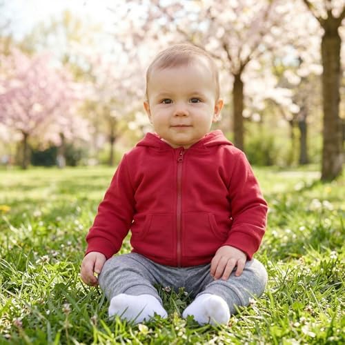 ROMPERINBOX Unisex Solid Baby Sweatshirts Hoodies, Lightweight Full Zip-up - Image 3