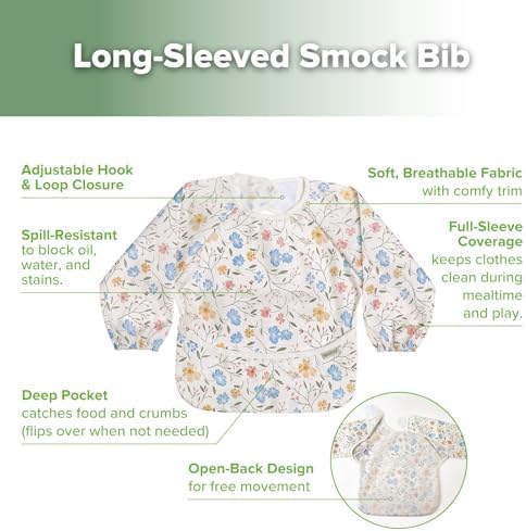 haakaa Long Sleeve Baby Bib, Waterproof & Adjustable Baby Smock Bib - Image 5