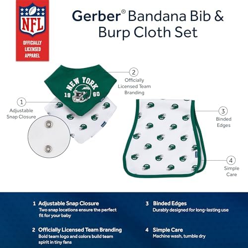 Gerber Baby Nfl Team Bandana Bibs and Burp Cloth Set - Image 5