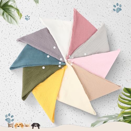 10 Pcs Muslin Cotton Triangle Dog Bandanas Reversible Pet Bibs Scarf Dog Scarves - Image 6