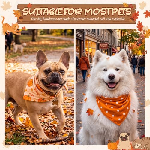 100 Pcs Fall Dog Bandanas Bulk Autumn Pumpkin Maple Leaves Pattern - Image 4