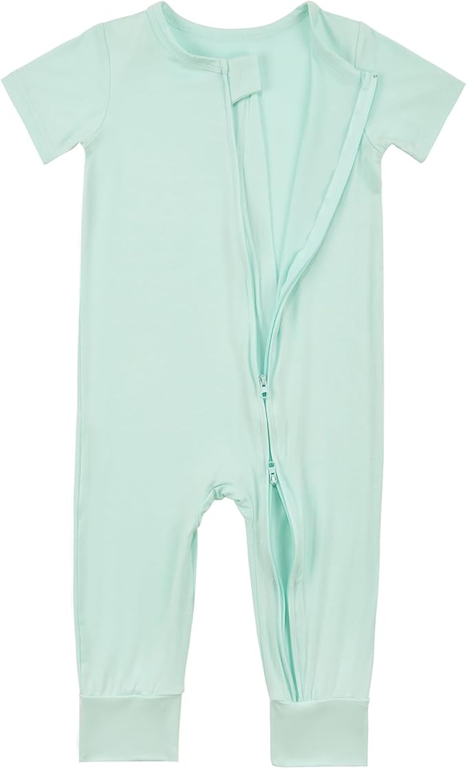 Aablexema Baby Short Sleeve Romper Bamboo Rayon Pajamas | Infant Summer Jumpsuit - Image 3