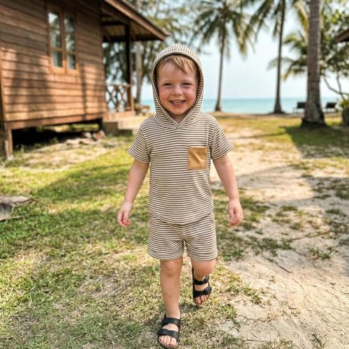 Toddler Baby Boy Hooded Dinosaur Summer Outfit Funny T-Shirt Shorts Set - Image 5