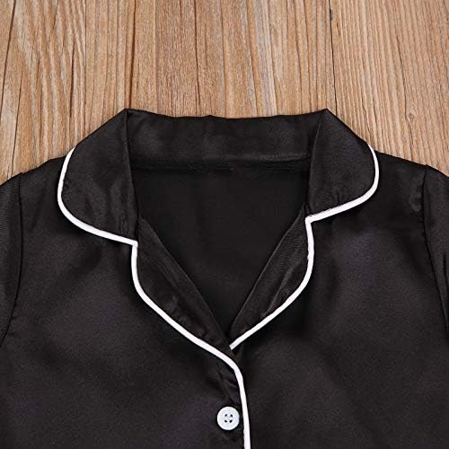 Kids Baby Girl Boy Satin Pajamas Set Button Down Sleep Shirt Top+Long Pants - Image 2