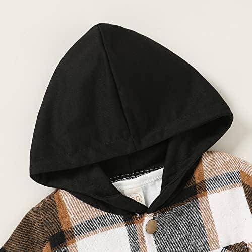 YOUNGER STAR Toddler Kids Boys Girls Flannel Hooded Plaid Shirt Button Baby Red - Image 4