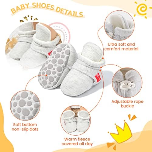 ohsofy Newborn Baby Cotton Booties Stay On Slipper Winter Warm Soft Shoes - Image 3