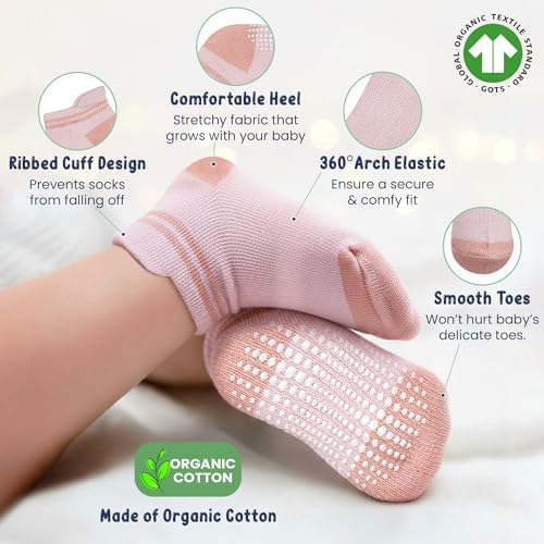 GOTS Organic Cotton Blend Ankle Toddler Socks 6M-12M-2t-3t-4t-5t Baby Gift - Image 3