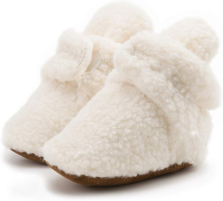 Infant Baby Boys Girls Cozy Fleece Booties Stay on Slippers Non Slip Soft - Image 3