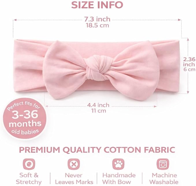 Baby Girl Headbands-Infant, Toddler Cotton Handmade Hairbands - Image 5