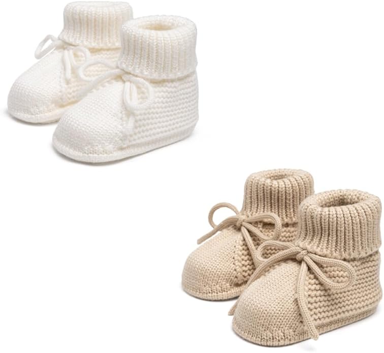 Meckior Baby Booties Newborn First Walkers Cozy Shoes Warm Hand Crochet Knit by Meckior