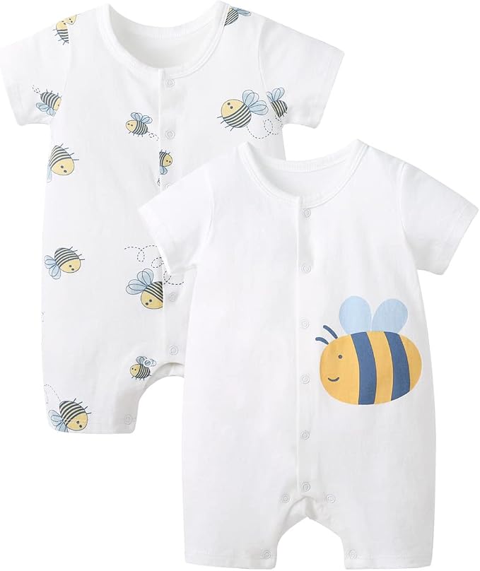 pureborn Baby Romper Bodysuits 2-Pack Unisex Soft Cotton One-Piece Outfit by pureborn