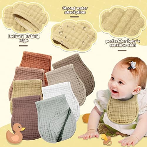 Frienda 8 Pieces Muslin Burp Cloths - Image 4