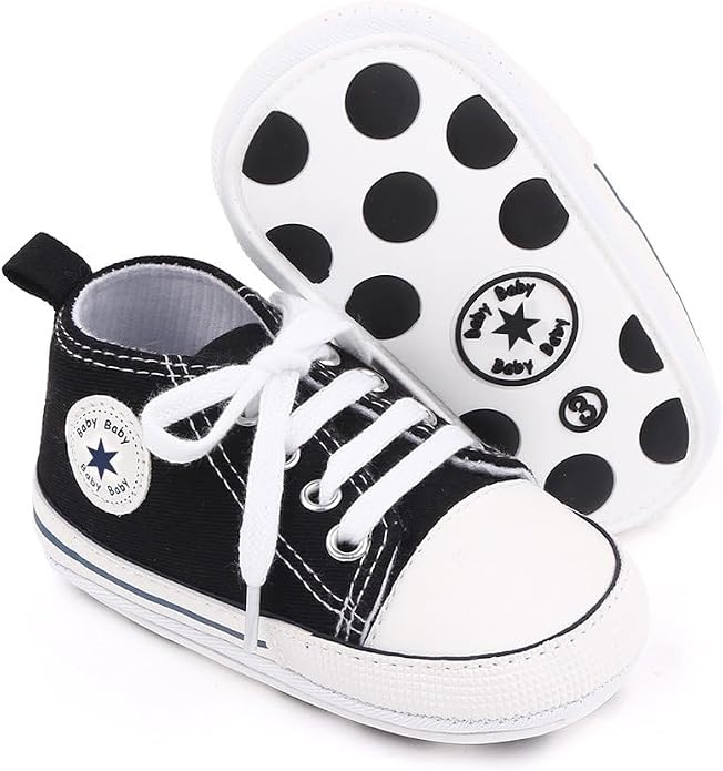 Unisex Baby Girls Boys Canvas High-top Shoes, Newborn Infant Anti-Slip Soft by KKIIDDSS