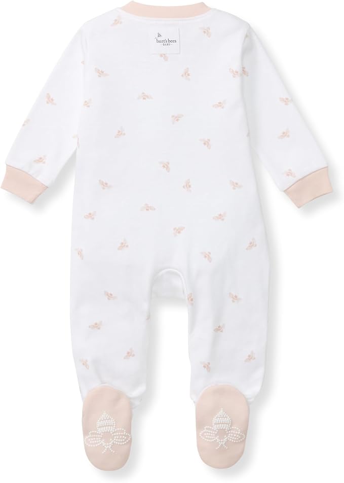 Burt's Bees Baby Girls' Organic Cotton, Sleep and Play Footed Pajamas | Easy - Image 2