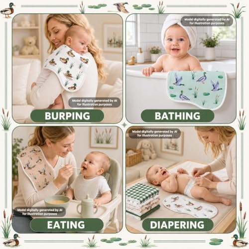 party greeting 6 Pcs Mallard Duck Baby Burp Cloths - Image 5