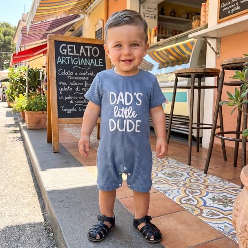 allshope Newborn Baby Boy Summer Outfit Romper Letter Embroidery Short Sleeve - Image 2
