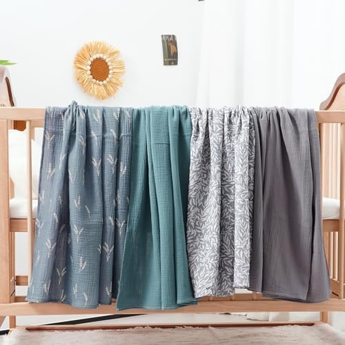 Happy Flute 4Set Muslin Swaddle Blankets Soft Baby Blanket - Image 4
