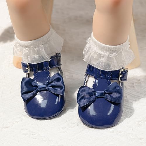 Meckior Infant Baby Girls Soft Sole Bowknot Princess Wedding Dress Mary Jane - Image 2
