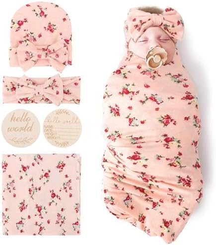 DRESHOW BQUBO Baby Girl Newborn Floral Receiving Blankets by DRESHOW