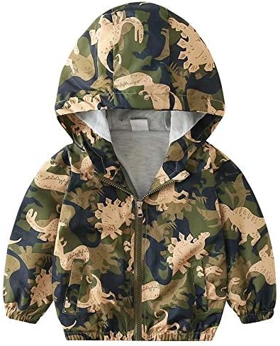 Boys' Hooded Dinosaur Jacket Windbreaker Outerwear by Banibear