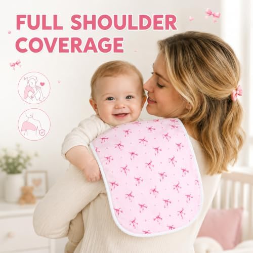 party greeting 6 Pcs Pink Bow Baby Burp Cloths - Image 3