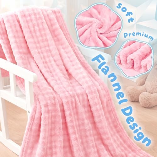 Pink Fleece Baby Blanket, Soft Cozy Baby Blankets - Image 6