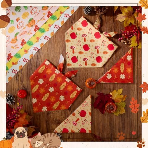 100 Pcs Fall Dog Bandanas Bulk Autumn Pumpkin Maple Leaves Pattern - Image 5
