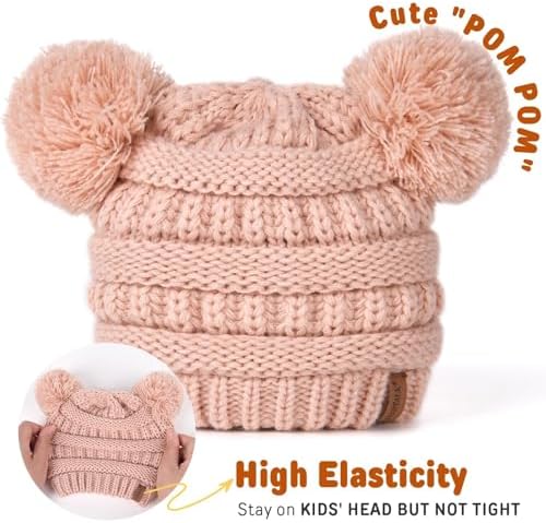 FURTALK Baby Winter Knitted Beanie Hat Soft Warm Pom Poms Toddler Skull Cap - Image 4